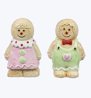 Ceramic Gingerbread Boy and Girl Salt and Pepper Set