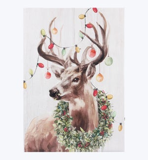 Canvas Deer LED Light Up Wall Sign with Timer