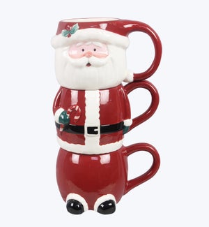 Ceramic Santa Stackable Mug 3/Set