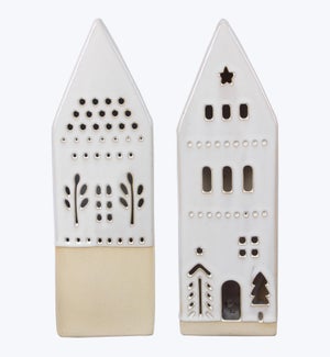 Stoneware House w/ LED 2 Ast