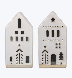 Stoneware House w/ LED 2 Ast