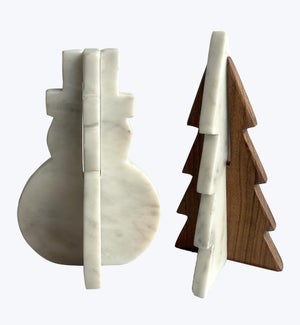 Marble Snowman and Tree Tabletop 2 Ast