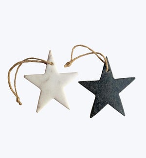 Marble Black and White Star Ornament 2 Ast