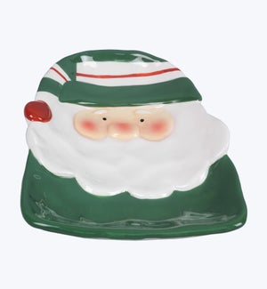 Ceramic Santa Plate Green/White