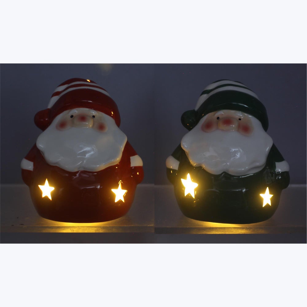 Ceramic Santa Large with LED 2 Ast