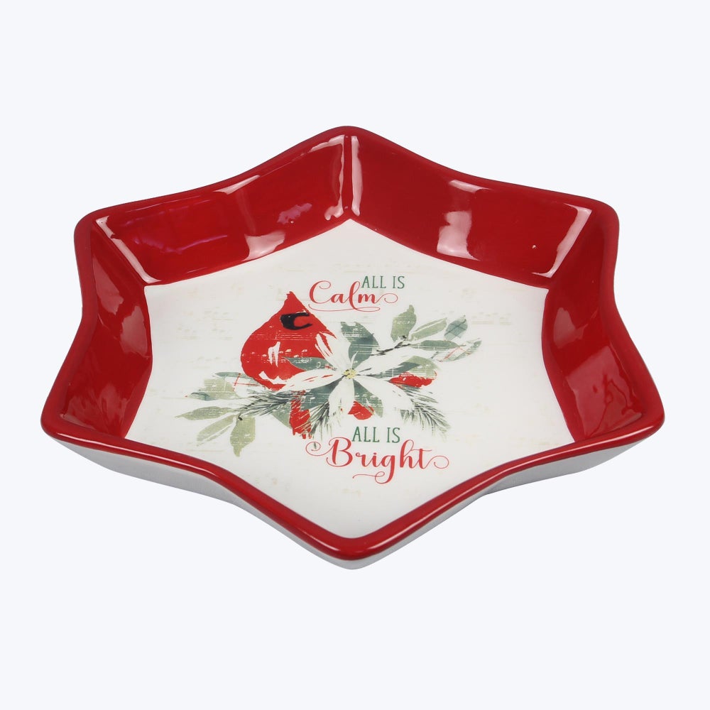 Ceramic Starshaped Plate with Cardinal Design