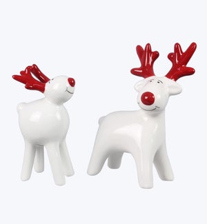 Ceramic Reindeer Decoration 2 Ast