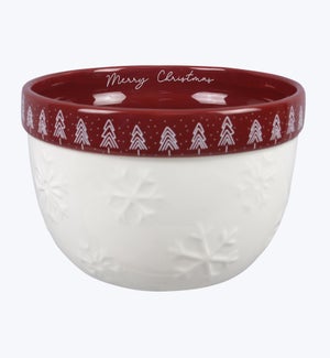 Ceramic Mixing Bowl w/ Tree and Snowflake Design