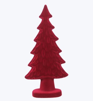 Ceramic Flocked Christmas Tree Tabletop Red Large