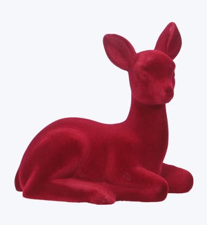 Ceramic Flocked Christmas Reindeer Decor Tabletop Red Large