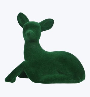 Ceramic Flocked Christmas Reindeer Decor Tabletop Green Small