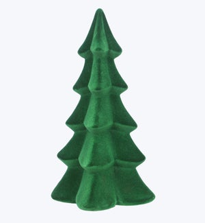 Ceramic Flocked Christmas Tree Decor Tabletop Green Large