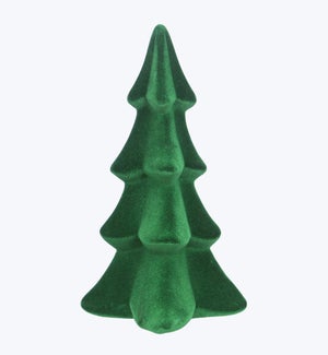 Ceramic Flocked Christmas Tree Decor Tabletop Green Medium