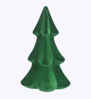 Ceramic Flocked Christmas Tree Decor Tabletop Green Small