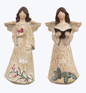 Resin Wood Cut Angel Tabletop Decor 2 Ast