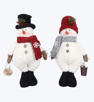 Fabric Standing Snowman Tabletop 2 Ast