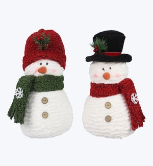 Fabric Snowman w/Scarf Tabletop 2 Ast