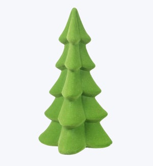 Ceramic Flocked Christmas Tree Decor Tabletop Green Large