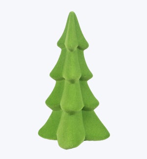 Ceramic Flocked Christmas Tree Decor Tabletop Green Medium