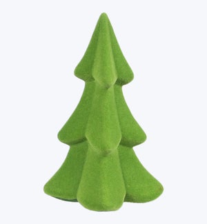 Ceramic Flocked Christmas Tree Decor Tabletop Green Small