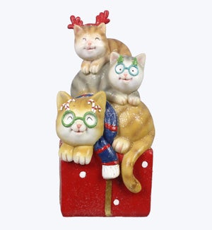 Resin Christmas Cat On Gift Box