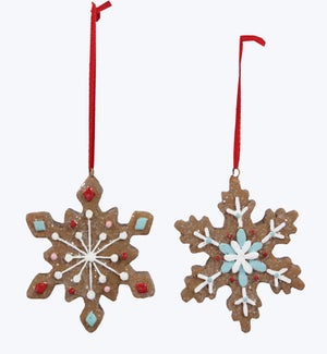 Gingerbread Snowflake Ornament 2 Ast