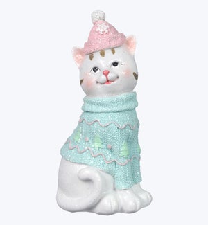 Resin Christmas Cat Figurine