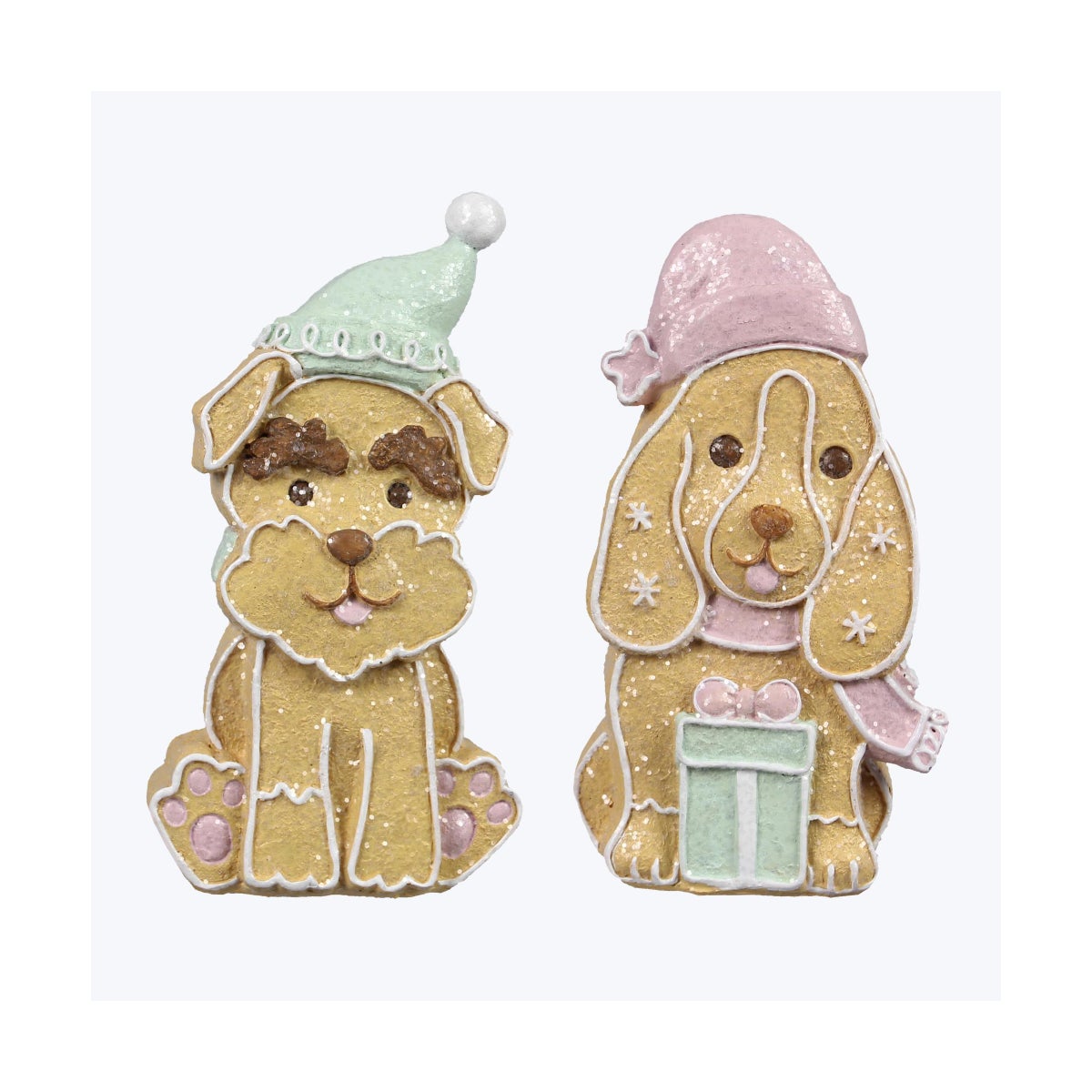 Resin Christmas Gingerbread Dog 2 Ast