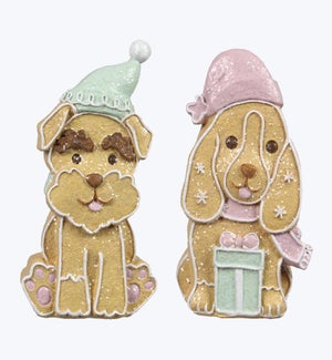 Resin Christmas Gingerbread Dog 2 Ast