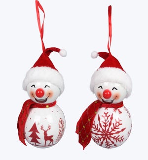 Polyfoam Christmas Snowman Ornament w/ LED on Timer 2 Ast