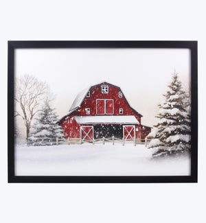 Poly Frame Country Barn Canvas Wall Art With Hand Painting