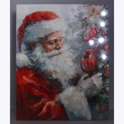 Canvas Santa Wall Art With Hand Painting LED With Timer