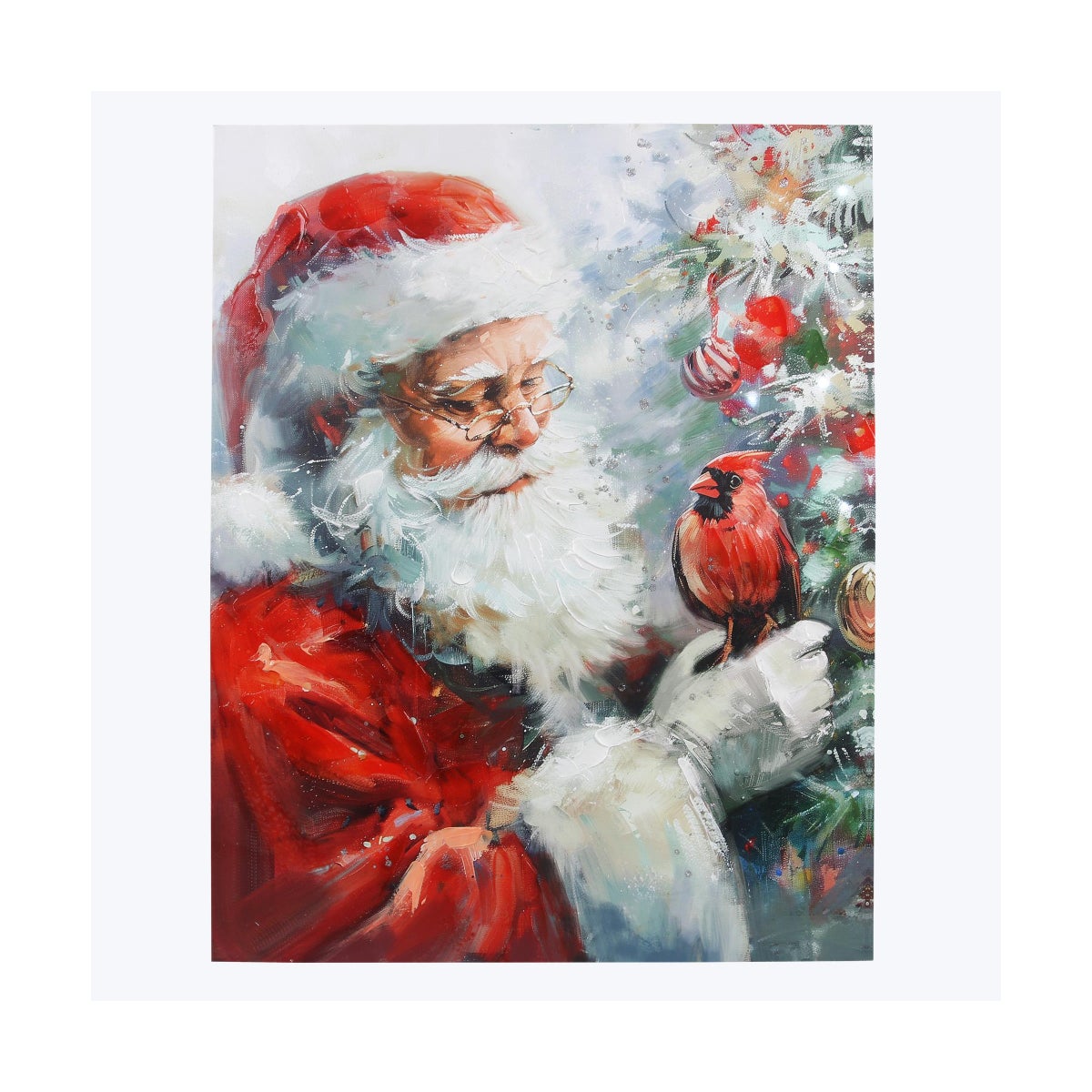 Canvas Santa Wall Art With Hand Painting LED With Timer
