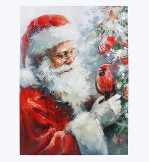 Canvas Santa Wall Art With Hand Painting LED With Timer