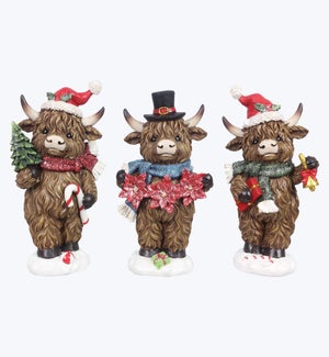 Resin Highland Cow Tabletop 3 Ast