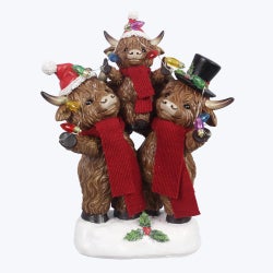 Resin Highland Cow Family With LED Light And Timer