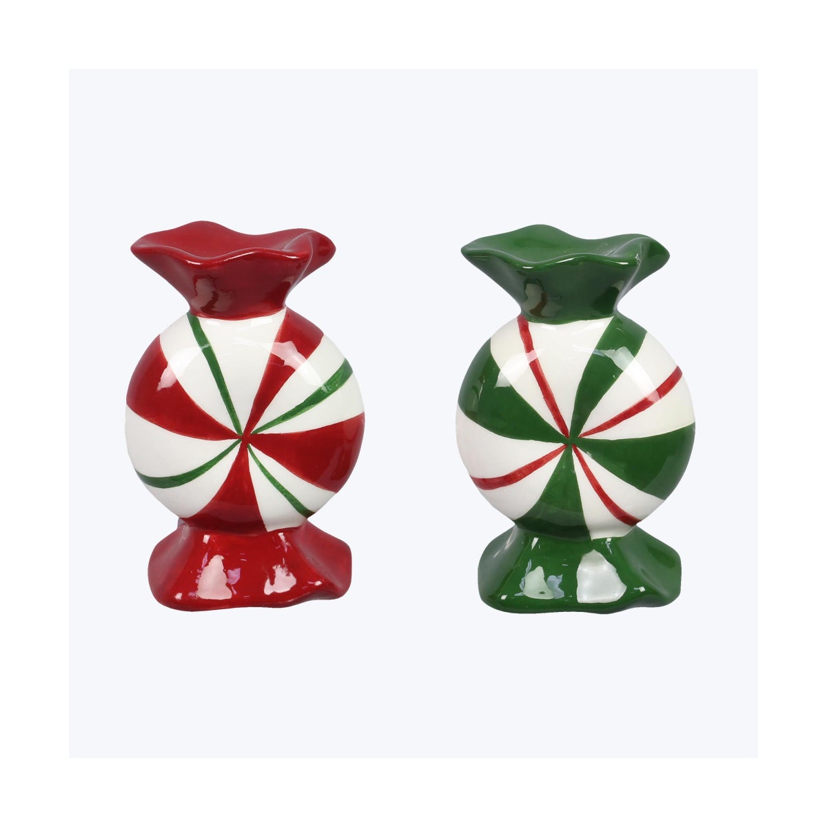 Ceramic Peppermint Candy Shape Salt and Pepper Set