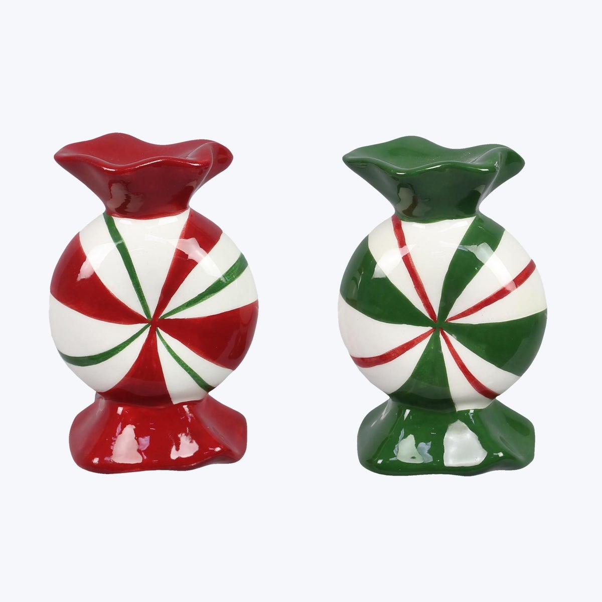 Ceramic Peppermint Candy Shape Salt and Pepper Set