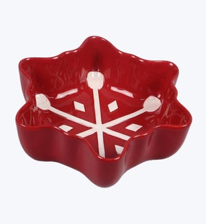 Ceramic Christmas Red Snow Shaped Bowl 9oz