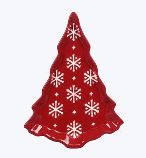 Ceramic Christmas Red Tree Mini Snack Plate