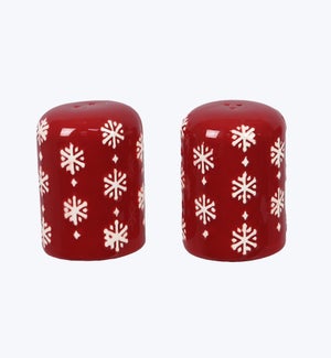 Ceramic Christmas Red Tree Salt and Pepper Set