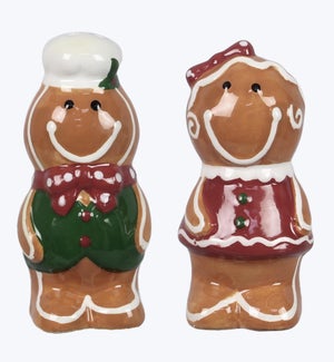 Ceramic Christmas Gingerbread Salt and Pepper Set