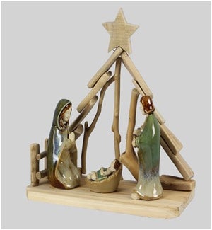 Ceramic/Wood Nativity Set