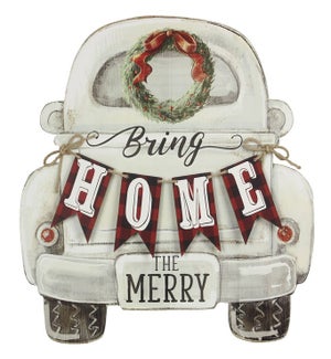 Wood Christmas Truck w/ Pennant Sign