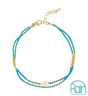 ANKLET/Turq Bead & Pearl