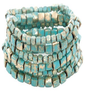 BRACELET/Patina Sq. Bead - 7pc