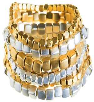 BRACELET/Two-Tone Sq. Bead