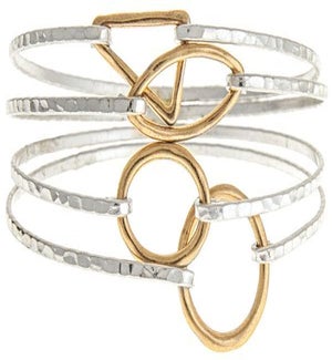 BRACELET/2-Tone Bangle - 4pc