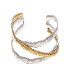 BRACELET/2-Tone Crossover Cuff