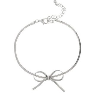 BRACELET/Slvr Herringbone Bow